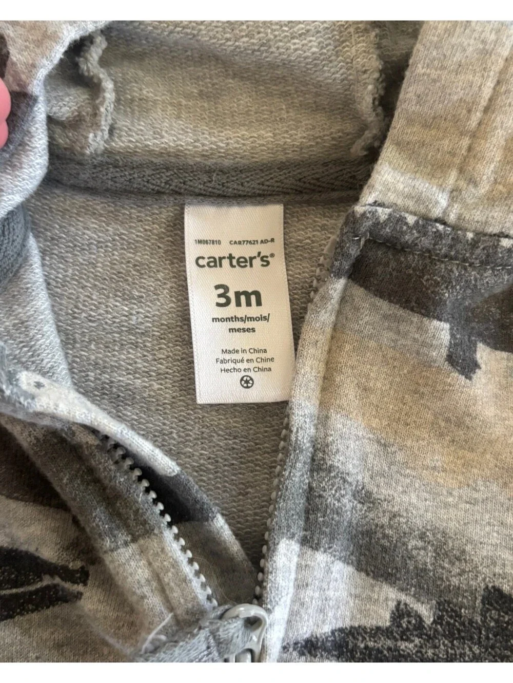 Carter's Hooded Alligator Print Jumper 3 Months Zip One Piece